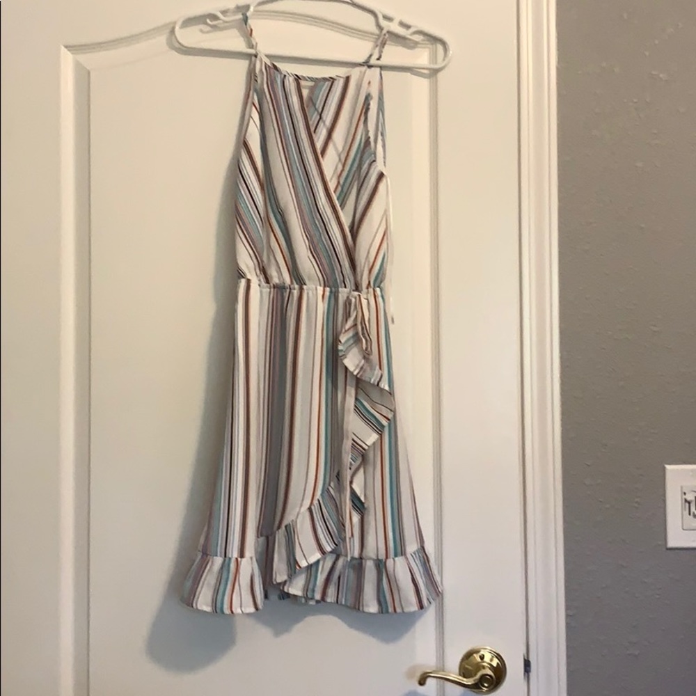 Multi-color Wrap Dress striped